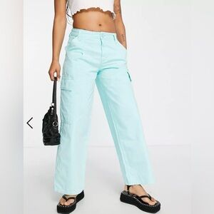 ASOS oversized cargo pants in washed blue